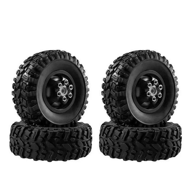 1SET Metal Beadlock Wheel Hub Wheel Rim And Rubber Tire For WPL1/12 MN82 LC79 MN78 RC Car Upgrade Parts Control Car Accessories 2