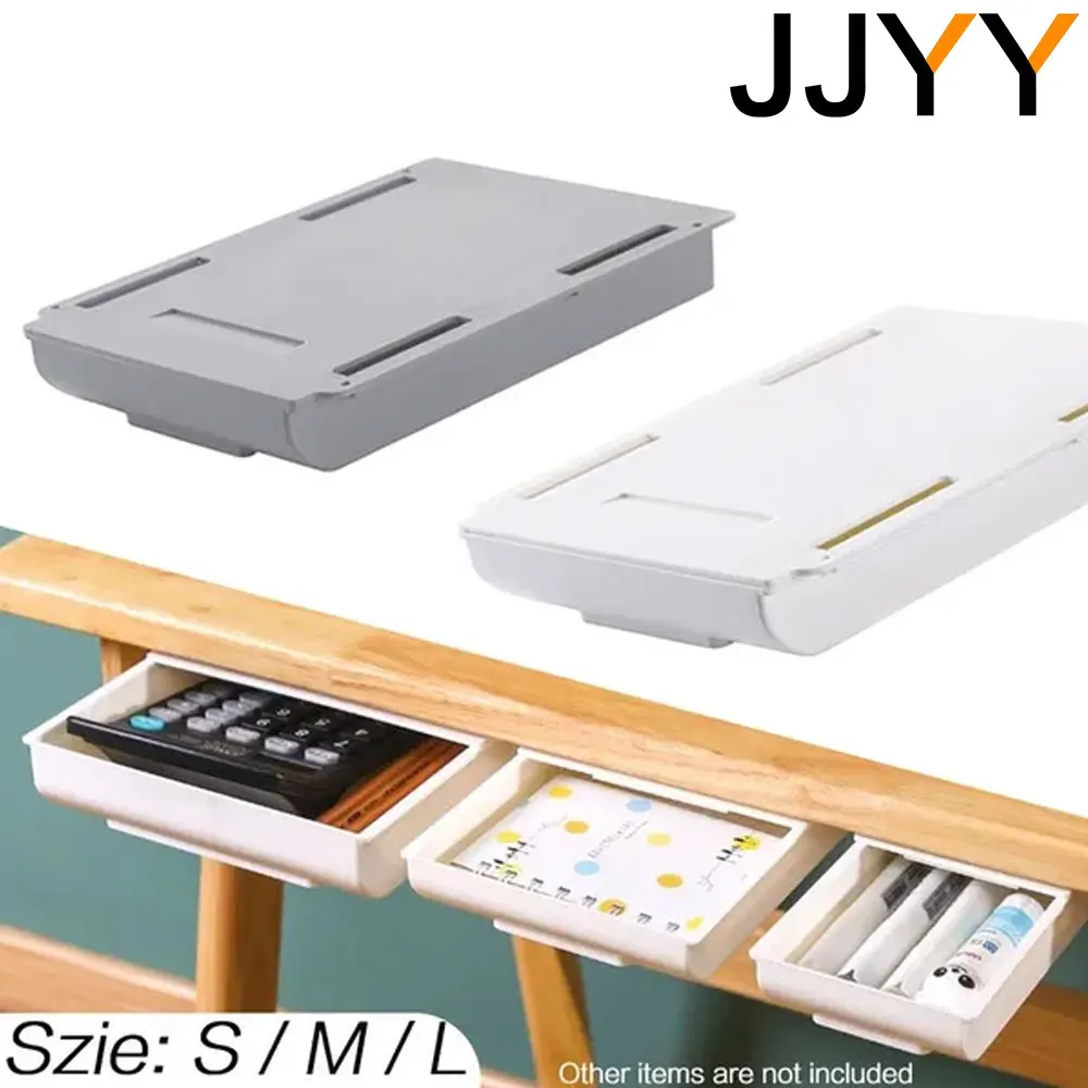 JJYY Organizer Wall Mounted Drawer Organizer Under Desk Makeup Brush Organizer Office Stationery Storage Box Storage