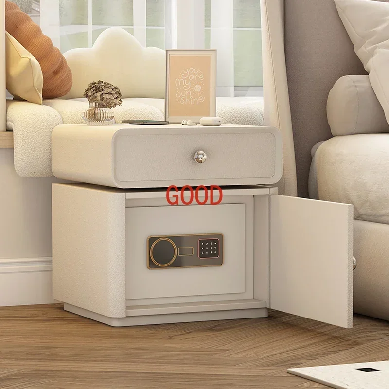 

French cream wind bedside table, safe, integrated intelligence, advanced sense, multi-function with combination lock