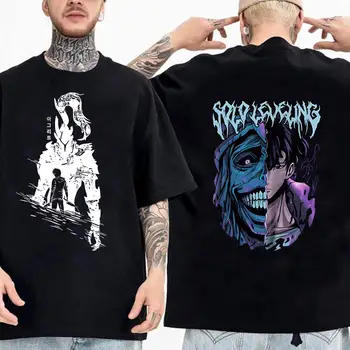 Tričko Solo Leveling Sung Jinwoo Nové anime Manga Černé tričko Vysoce kvalitní bavlněné tričko s krátkým rukávem pro muže 8 nejlepší prodej Náustek Sky Solo - №4