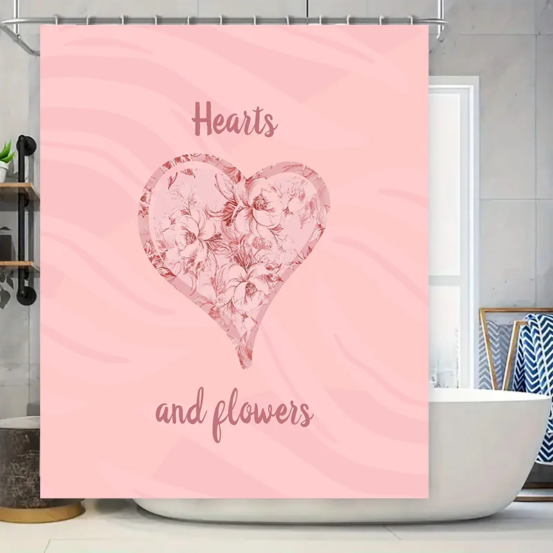 

Мягкая розовая занавеска для душа с цветочным принтом в виде сердца, декор для ванной комнаты, романтический стиль, аксессуары для дома для ванных комнат