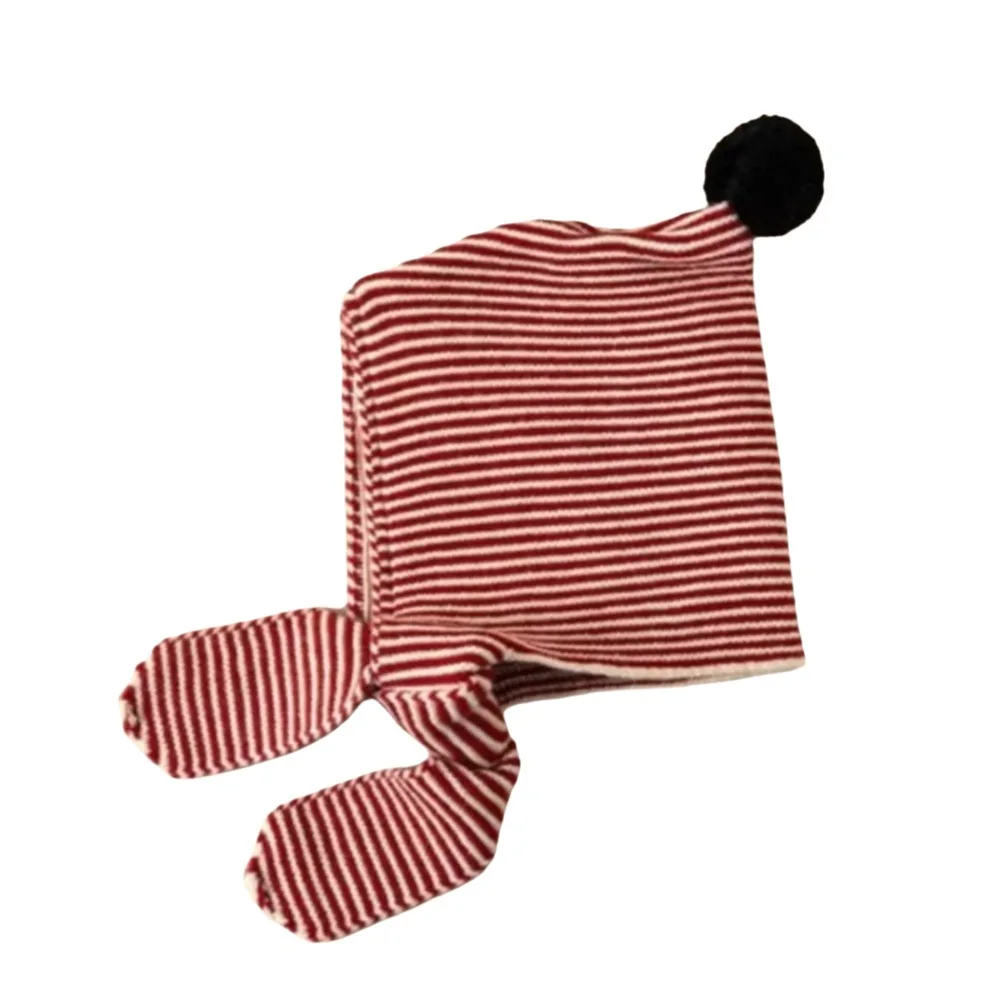 

2-in-1 Children's Scarf Hat Striped Design Windproof Knitted Hood Scarf Ear Protection Comfortable Kids Warm Cap Boys Girls
