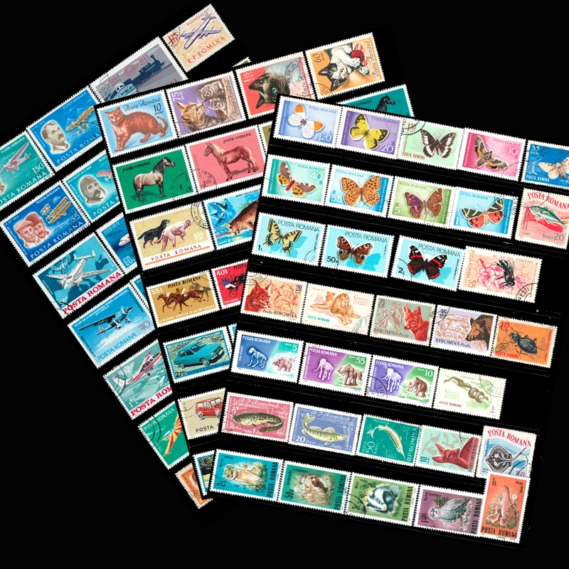 Sellos postales sin usar con marca postal de Rumanía, 45 piezas, todos diferentes