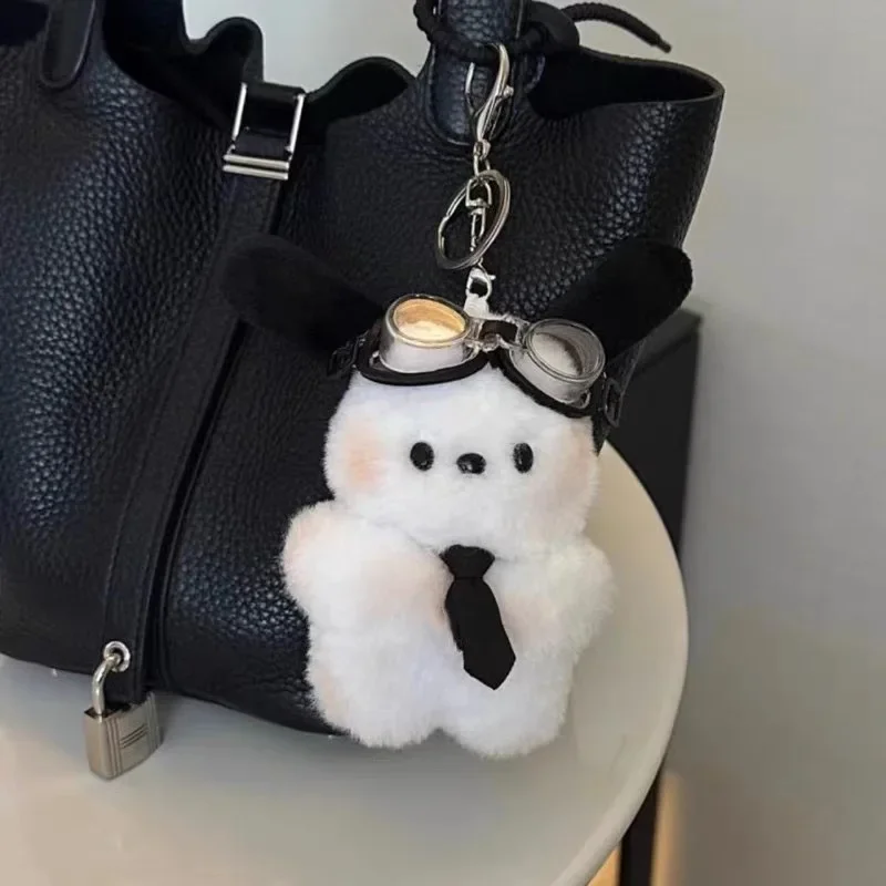 Plush Pochacco doll Anime cartoon Bag Pendant Car Keychain Accessories Kawaii Sanrio Keychain Bow Blush Pochacco Toy Gift for ch image 6