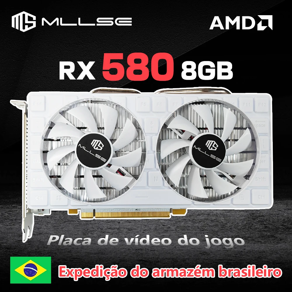 MLLSE AMD RX 580 8GB 2048SP 6Pin Placa De Video Gaming Graphics Card GDDR5 256Bit PCI Express 3.0 ×16 Radeon GPU rx580 8g