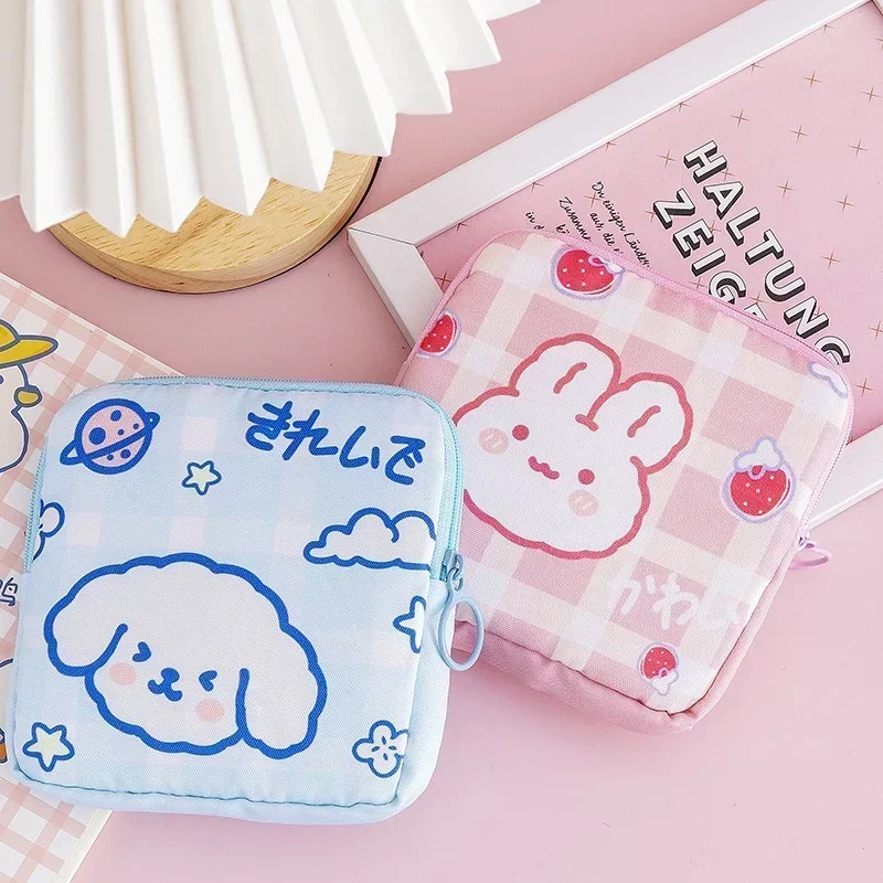 Korean Cute Bear Large Capacity Sanitary Napkin Storage Bags Girls Cartoon Physiological Period Tampon Organiser Bag Mini Bag