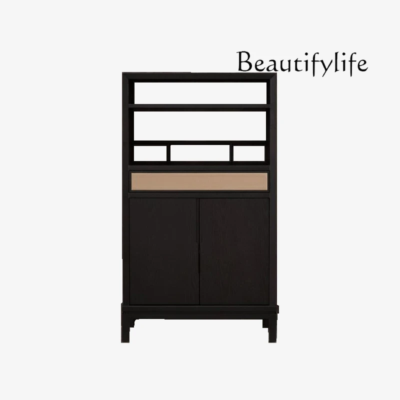 

New Chinese Style Tea Cabinet Zen Solid Wood Floor Multi-Layer Storage Display Cabinet Small Tea Stand