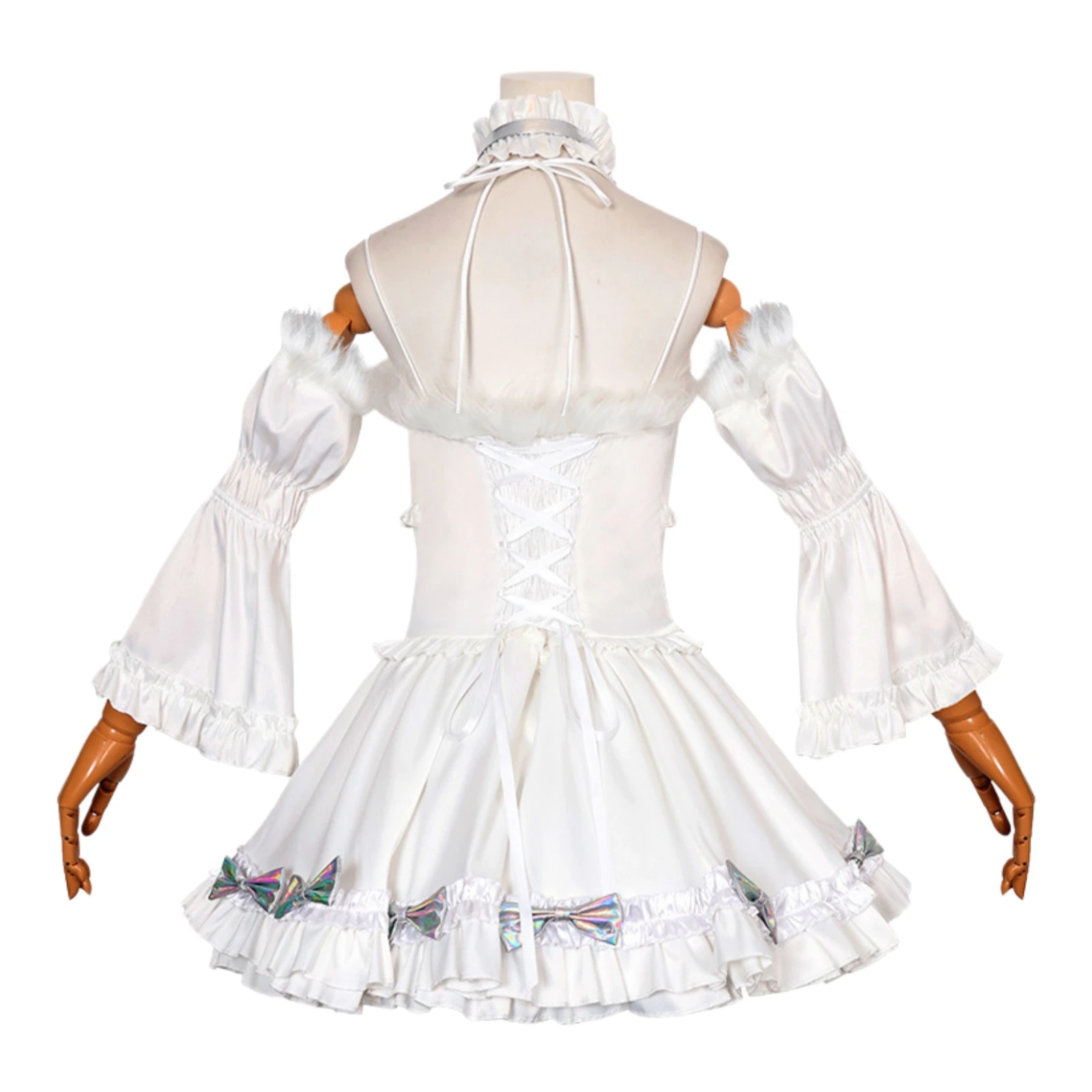 Kangel Rain Cosplay Costume Anime Girl Sweet White Angel Lolita Uniform Ruffle Dress Bow Accessories Set for Halloween view 4