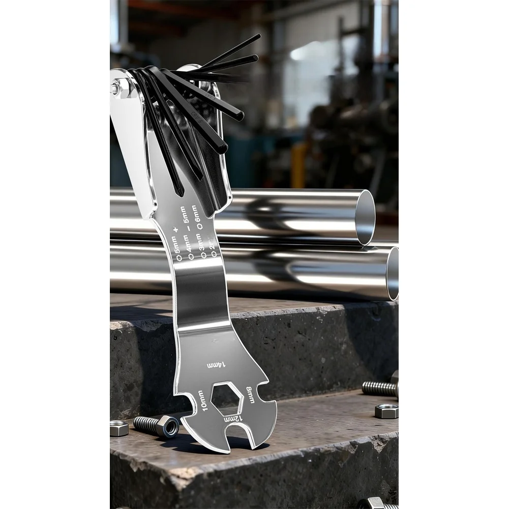 

Набор складных шестигранных ключей из хромованадиевой стали 11 в 1 с компактным кейсом для использования в автомобиле, гараже, мастерской и в поездках