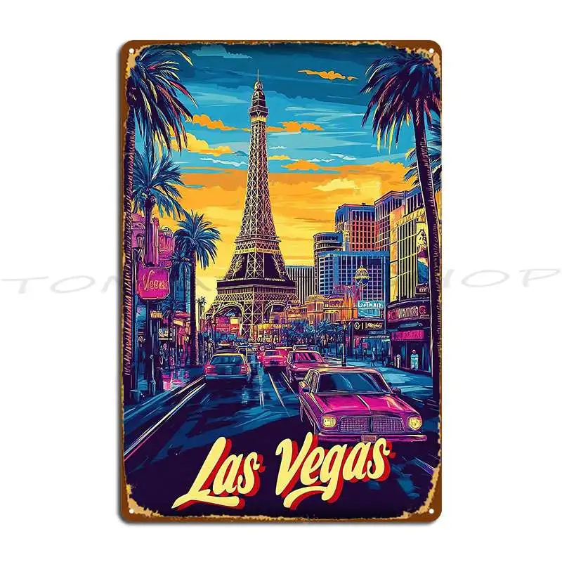Las Vegas Signboard Metal Plaque Garage Cinema Rusty Cinema Design Tin Sign Poster