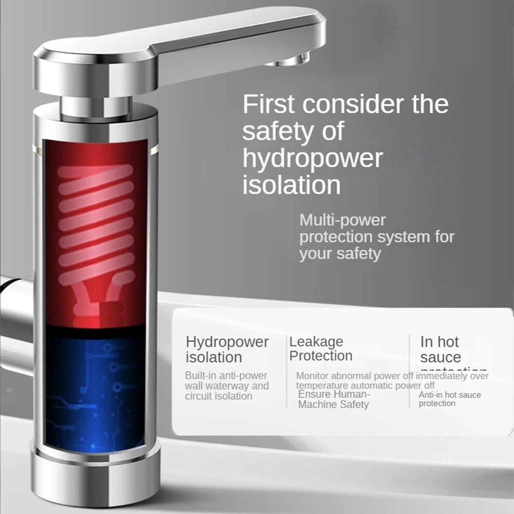 Hot Water Heater Faucet Instant Tankless 3000W Electric Fast Heating Tap Water Faucet with LED Digital Display US Plug