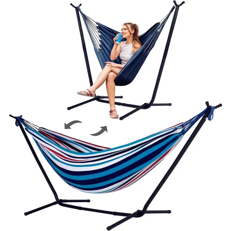 

High Quality Outdoor Folding Portable Double Hammock With Stand Durable Easy Setup for Camping Home Backyard Trips