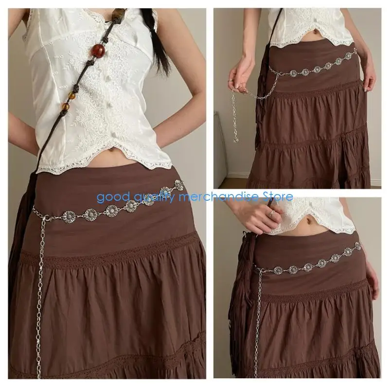 

Y5JD Готический ремень с цепочкой в ​​виде ромашки, сексуальный пояс с цепочкой на талию, продуманная цепочка, цепочка на живот