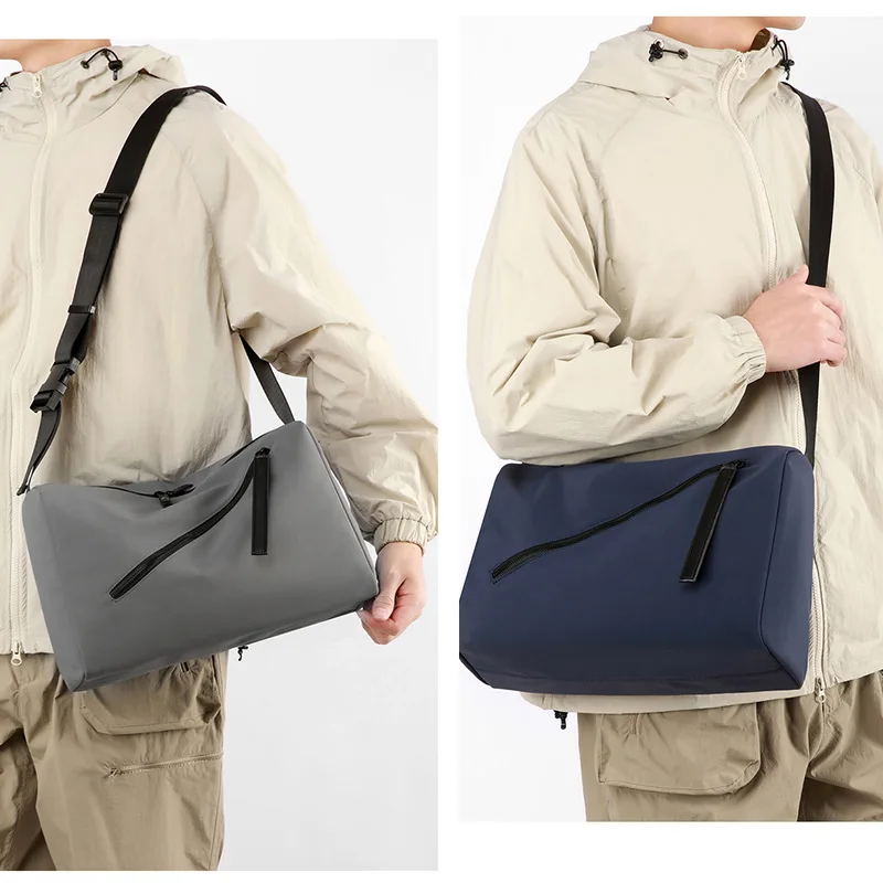 

Легкая мужская сумка-кроссбоди из нейлоновой ткани с простым клапаном и большой вместимостью, водонепроницаемая женская сумка через плечо.