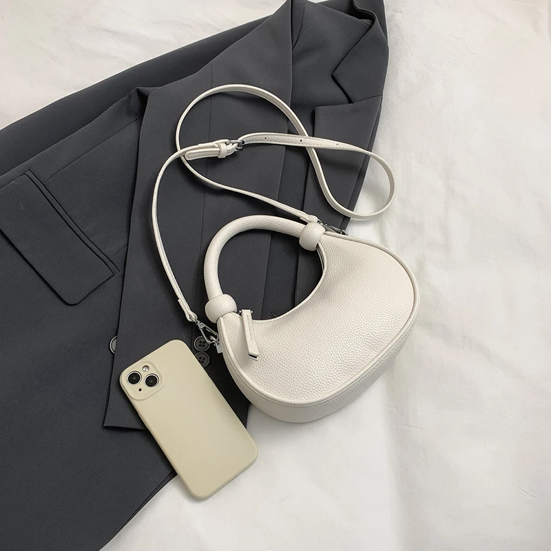 جديد بلون متعدد الاستخدامات المرأة بولي Leather جلد كتف واحد حقيبة كروسبودي بسيطة عادية التنقل تخزين أكياس الهلال