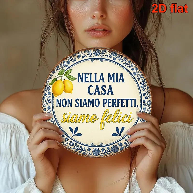 7.87in 2DRetro Italian Lemon Wooden Round Disc Wall Decoration Hanging Design Kitchen Dining Room Multi-Scenario Home Decor Gift