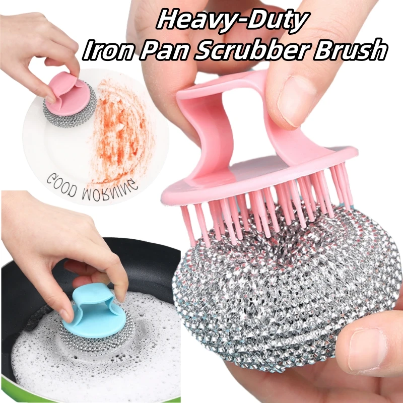 1/3/5 Pcs Kitchen Short Handled Steel Wire Ball Does Not Fall Off Washes Dishes and Pots Stainless Steel Cleaning Ball​