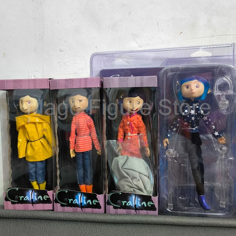 Coraline Doll NECA Coraline Figure Doll The Secret Door Coraline y la Puerta Secreta Raincoat Action Figure Toys Christmas Gift