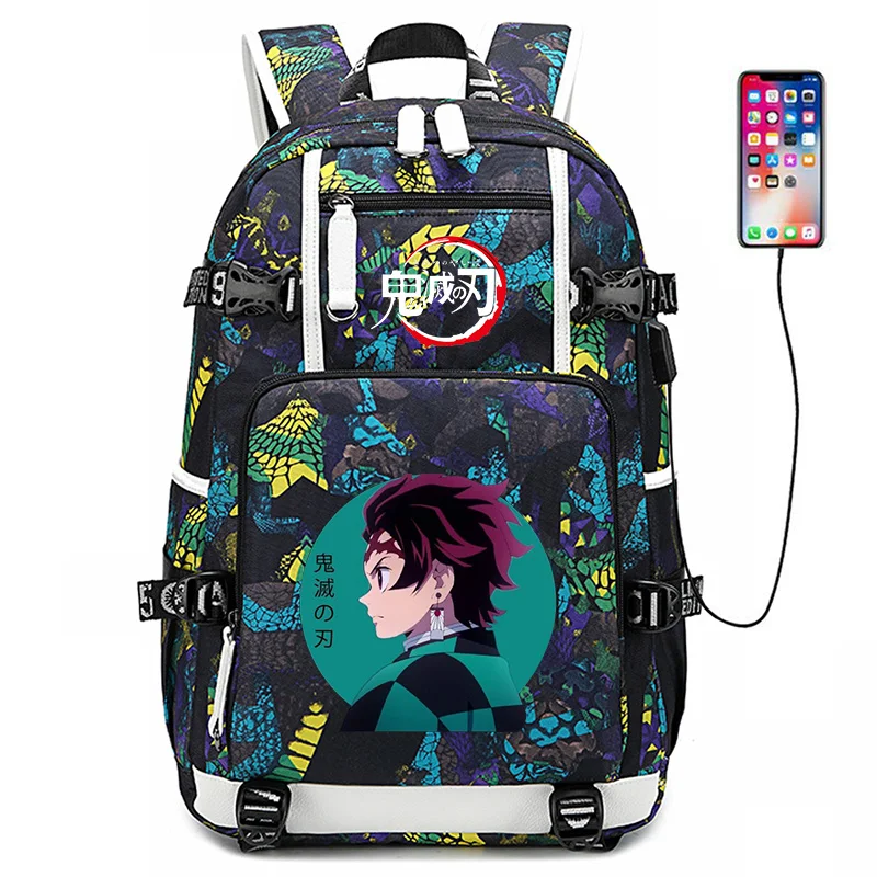 2022 new high school student schoolbag cross-border printing Demon Slayer waterproof computer travel backpack