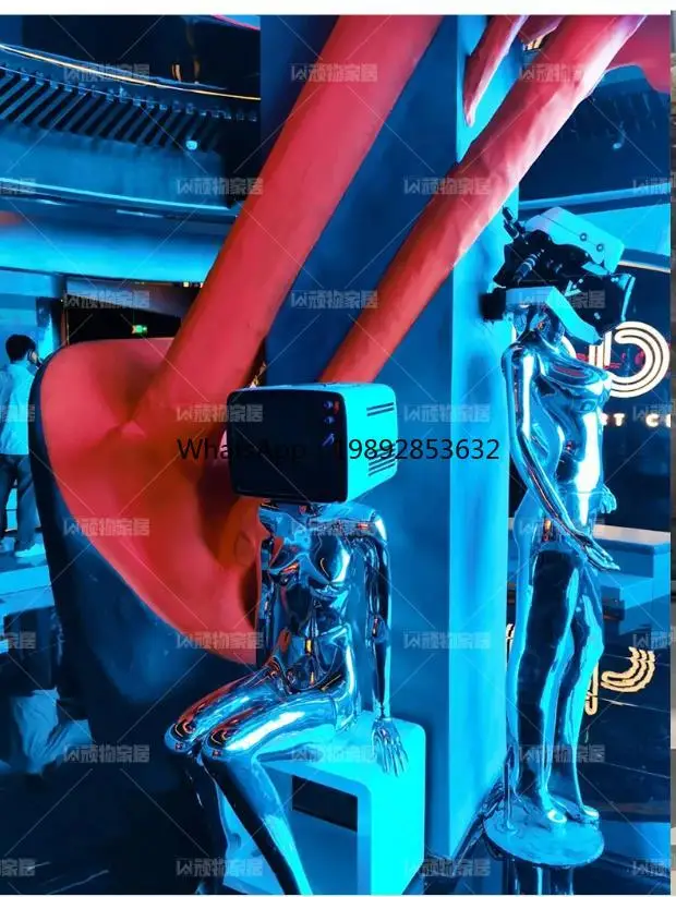 

ZK fiberglass cyberpunk style sculpture decoration modern simple floor ornament home decor