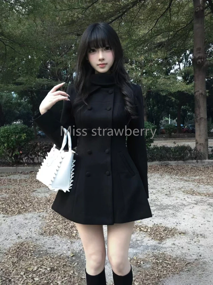 Winter Women's Hepburn Korean - đánh giá và giá Wool Coat Peacoat