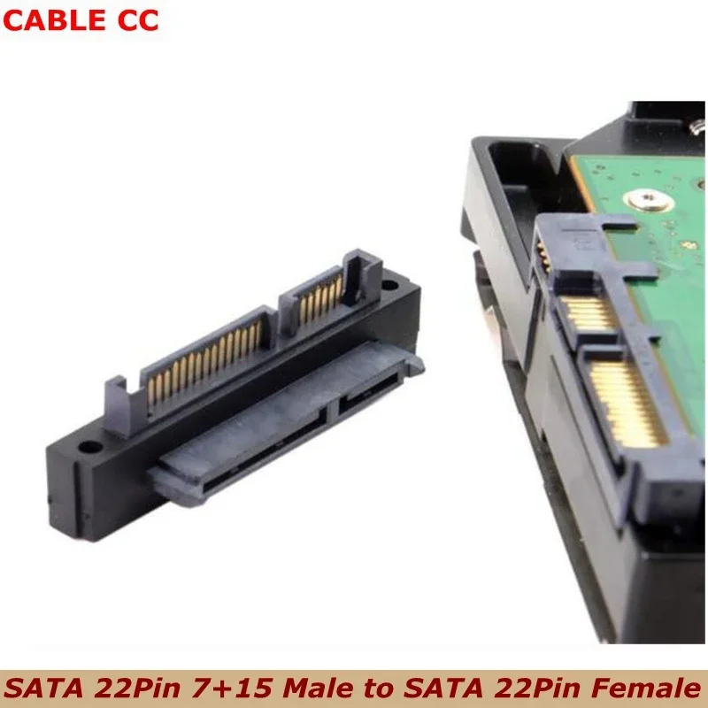 

90 Degree Right Angled SATA 22Pin 7+15 Male to SATA 22Pin Female Connector Extension Convertor Adapter for Hard Disk
