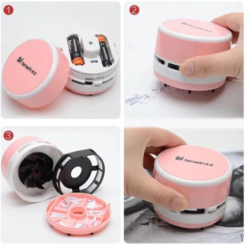 Handheld Portable Mini Vacuum Cleaner Reusable 360° Rotatable Dust Remover Home Office Table Desktop Cleaner Sweeper