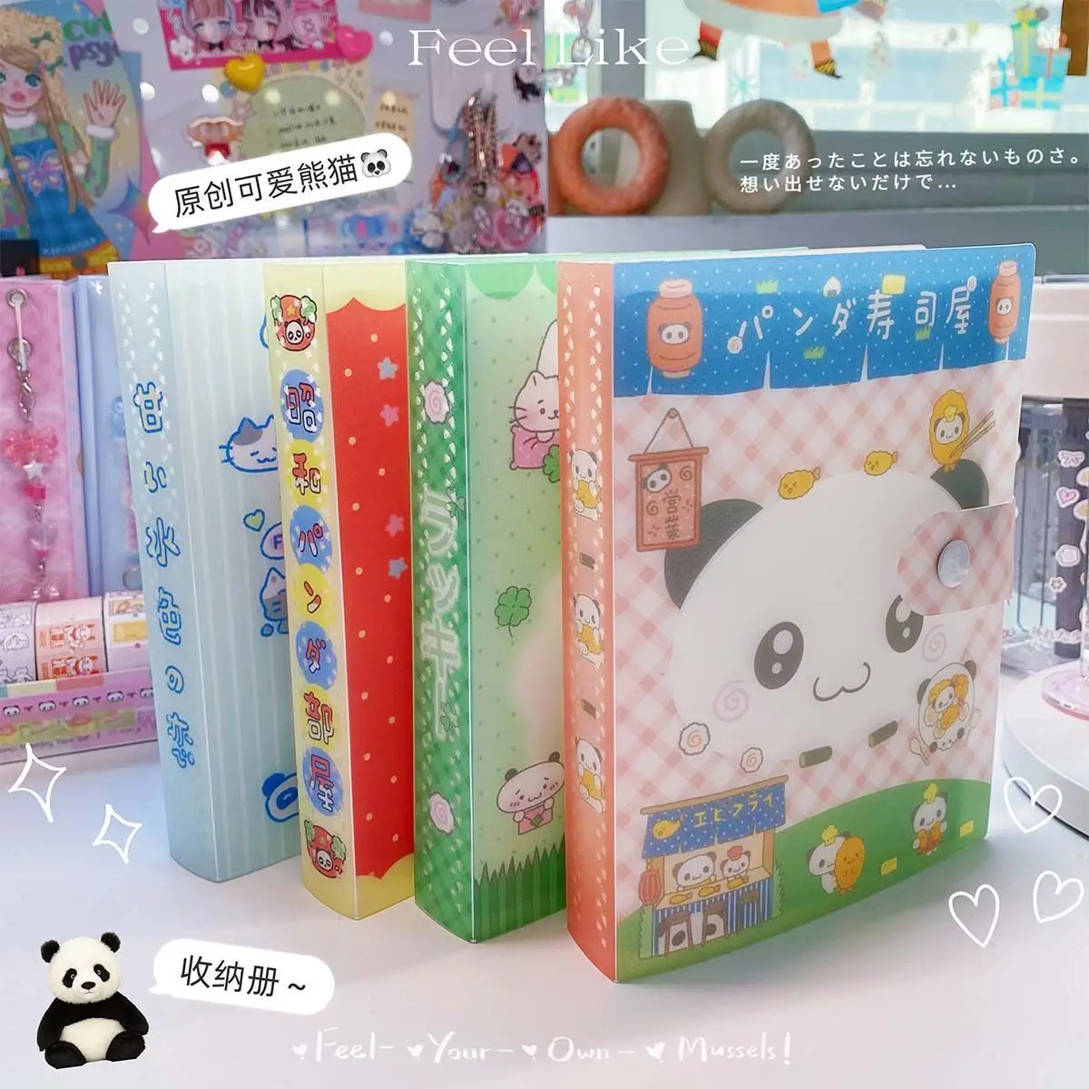 A6 Panda Sticker Storage Booklet With 40Pcs Capacity Card Ticket Album Postcard Storage Booklet Album Stationery