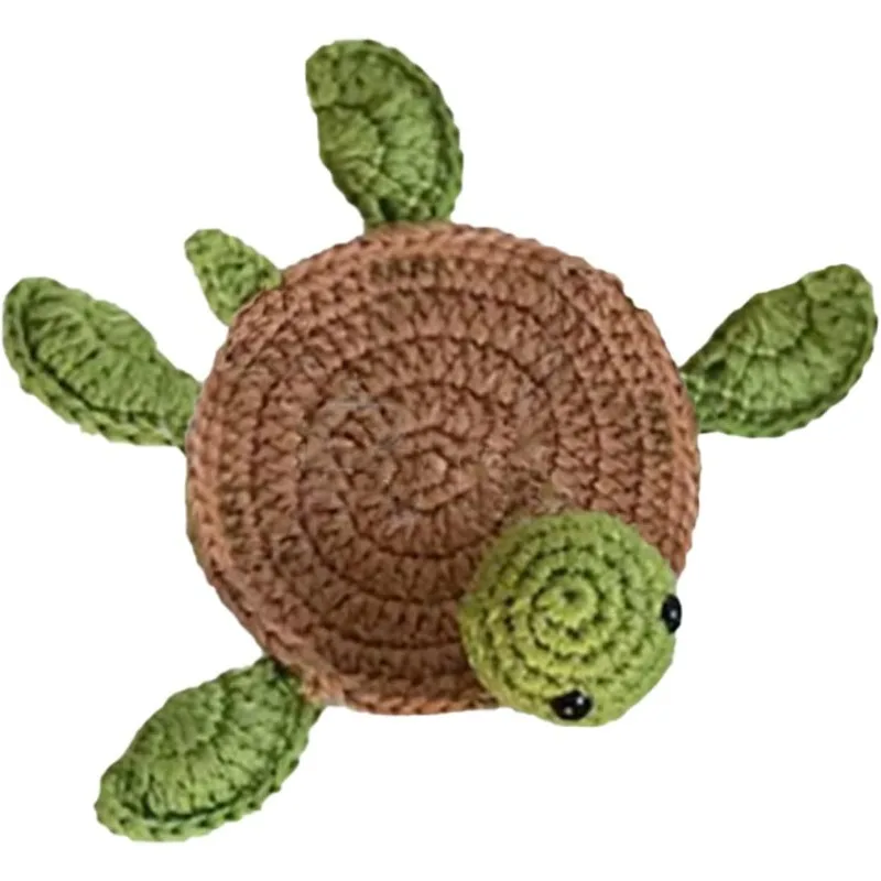 Handmade Crochet Cute Turtle Coaster Creative Product, Home Decoration Protection Desktop Decorations