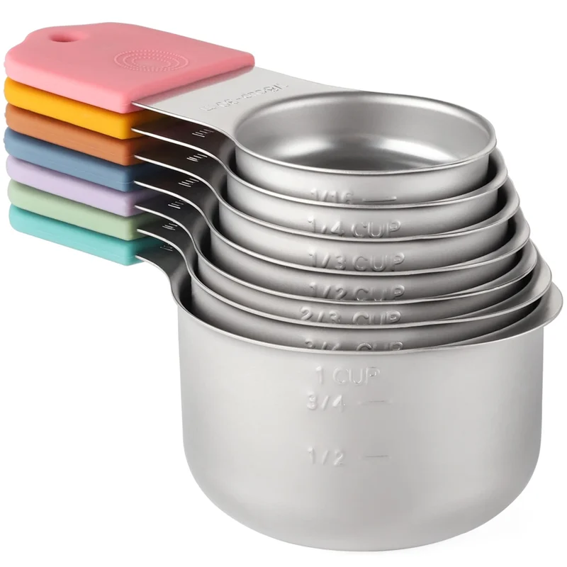 Magnetic Measuring Cups Set Heavy Duty Metal Measuring Cups For Dry And Liquid Ingredients (Multicolor)-A27I