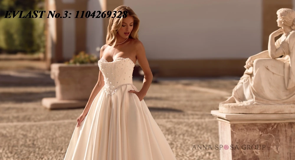 EVLAST مخصص خمر العربية Aso Ebi ألف خط فستان الزفاف ثلاثية الأبعاد الأزهار اللؤلؤ مطرز فستان زفاف Vestidos De Novia E3WA25 #3