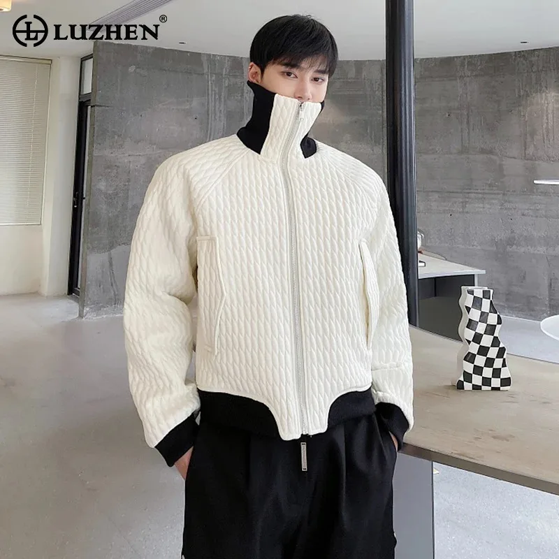 

LUZHEN Short Stand-up Personalized Parkas Slim Quilted Collar Cotton Color Contrast Elegant Male Casual Padded Jackets JY5463