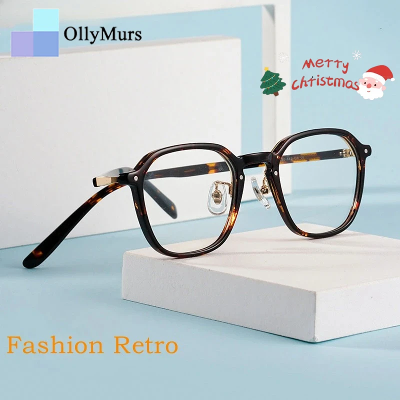 

OLLYMURS современные ультра-легкие ретро ацетатные очки по рецепту модные маленькие оптические очки в оправе для мужчин и женщин очки