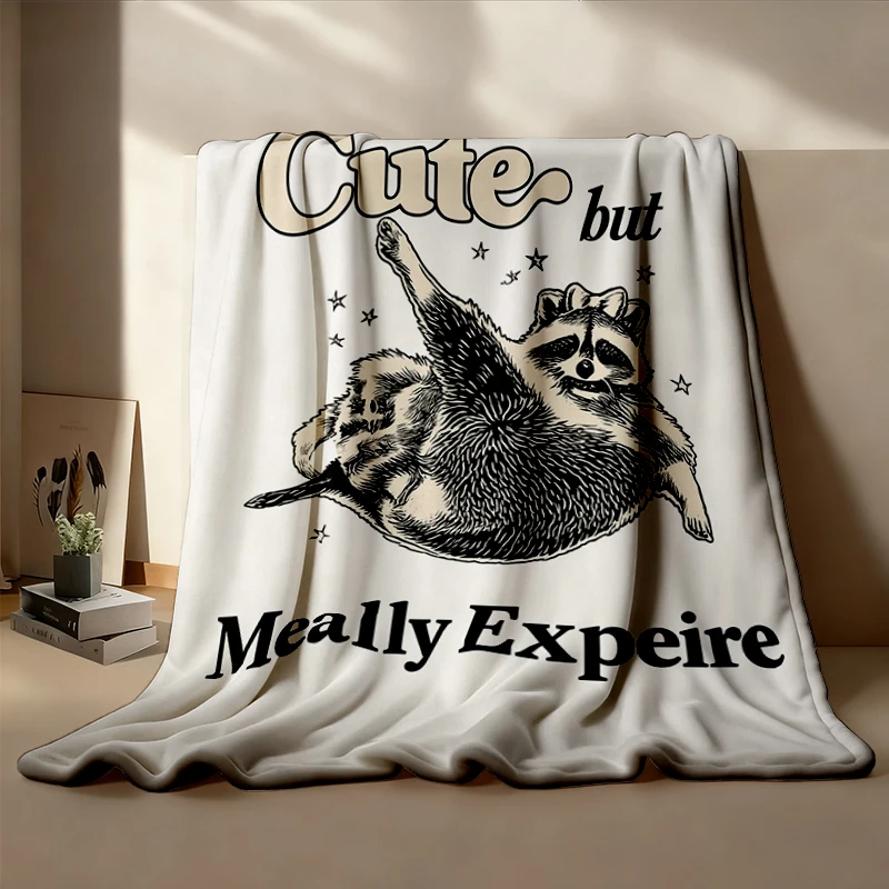 Cute But Medically Expensive Cozy Blanket - Flare Day Gift, Chronic Illness Flannel Blanket, Funny Raccoon Meme Warm, Gr