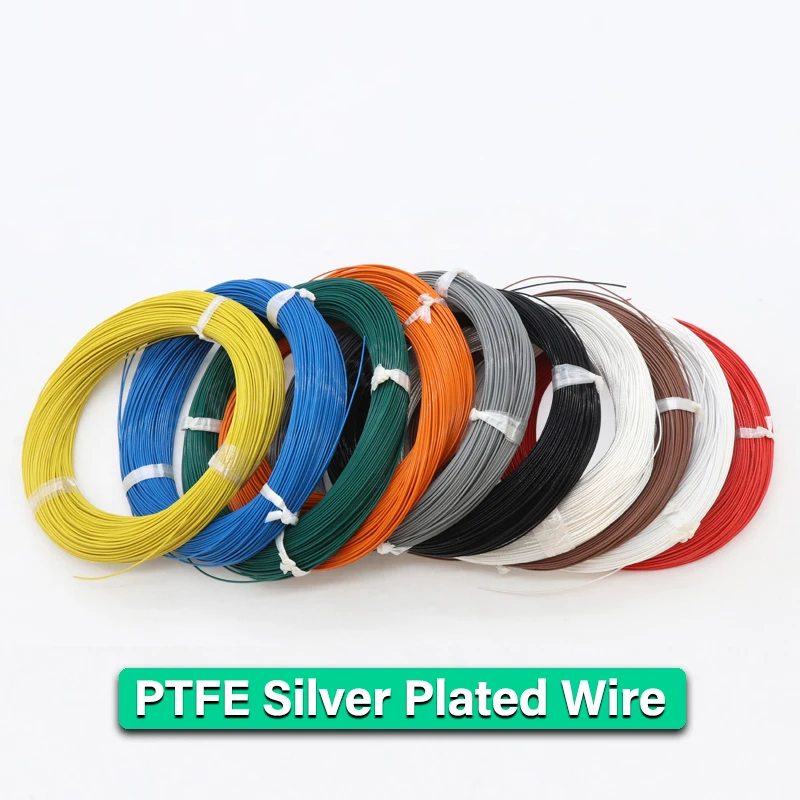 5/10m PTFE Silver Plated Wire High Purity OFC 30~10 AWG Electronic Signal Copper HiFi Audio Speaker Headphone Cable DIY