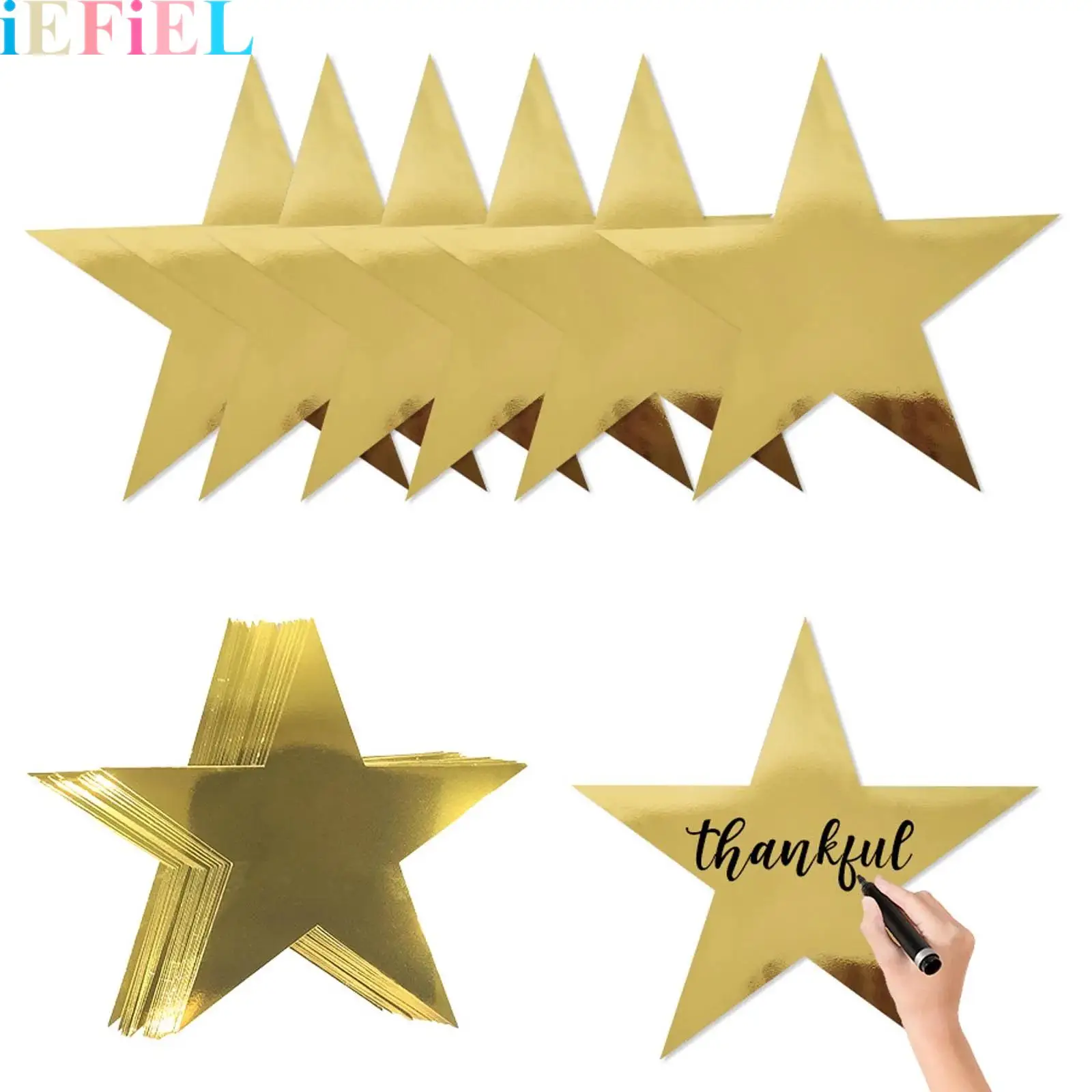 

24Pcs Stars Printed Cutouts Glitter Double Paper Cardboard Stars Decorations for Bulletin Board Classroom Wall Party Decoration
