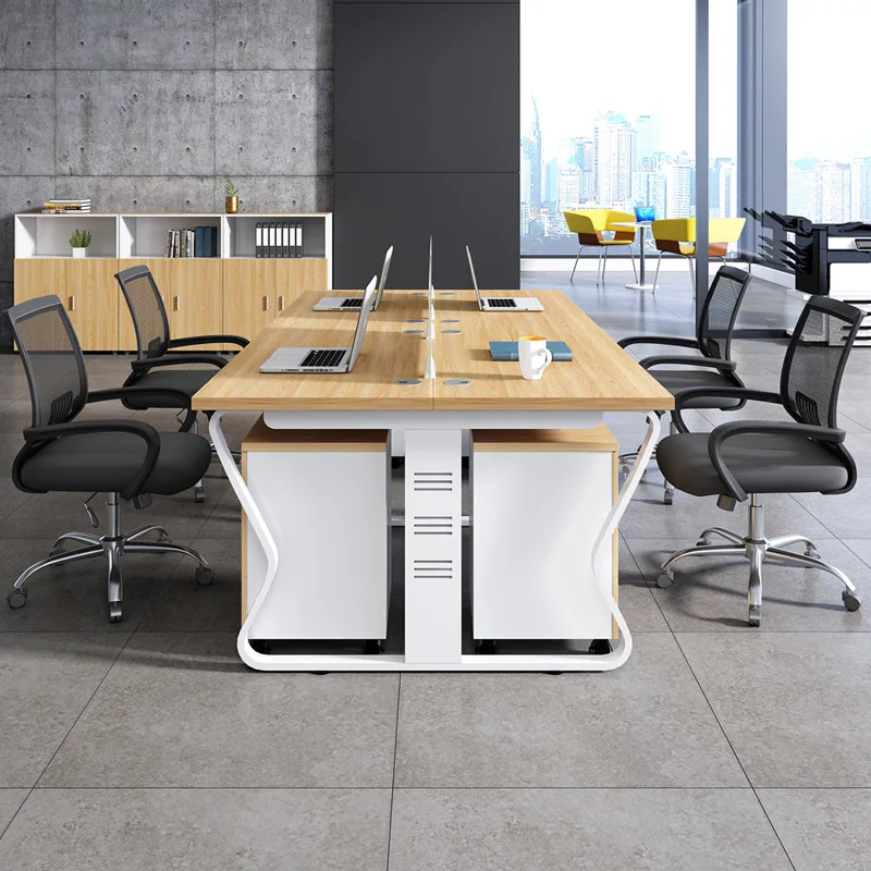 

Staff Desk, Simple Modern Office Furniture 4 People, Staff 6 People, Computer Table And Chair Combination Screen Card Holder