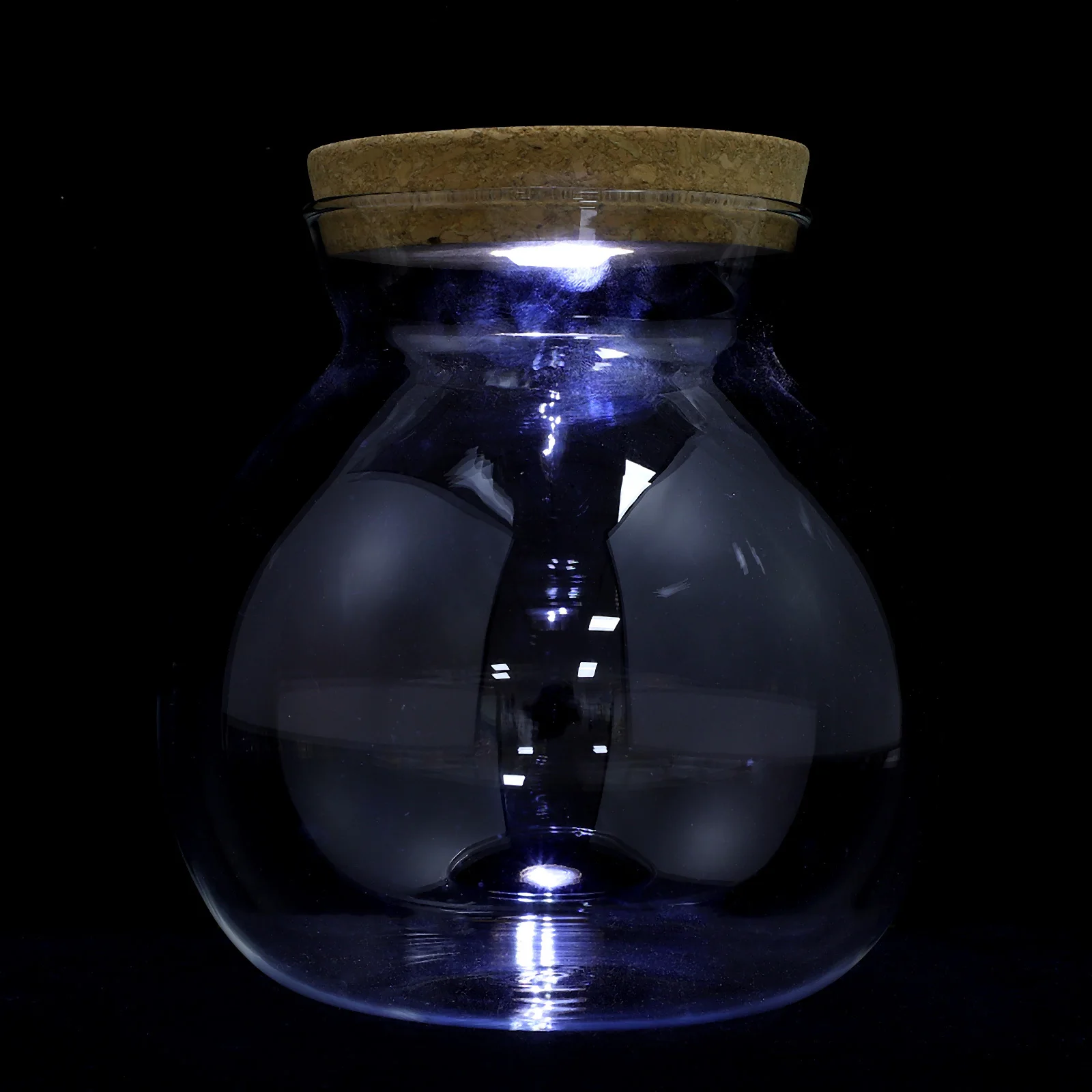 

Glass Bottle with LED Light and Wooden Lid Micro Landscape Crafts Bottle for Home Decor Transparent Cylindrical Ecological