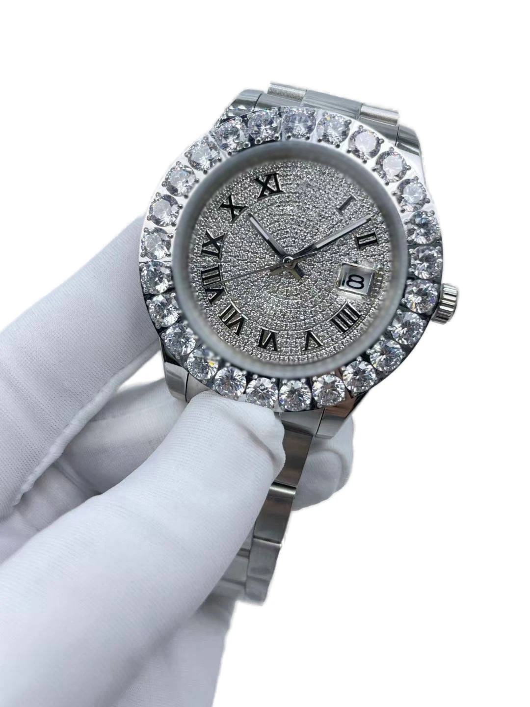 Luxury 41mm Men's Watch with Diamond Circles and Starry Dial