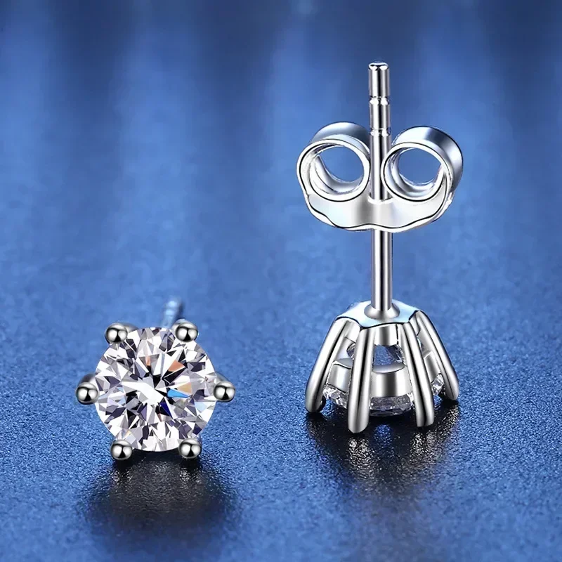 Luxury 0.3/0.5/1/2 Carat Certificate Moissanite Diamond Stud Earrings, Wedding Jewelry Platinum PT950 Women Classic Earring