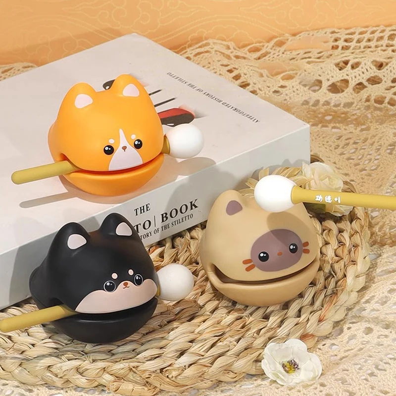 Wooden Fish Sound Percussion Instrument Ornament Lucky Wood Carving Ornament With Mallet Cat Shape Toy Random Blind Box