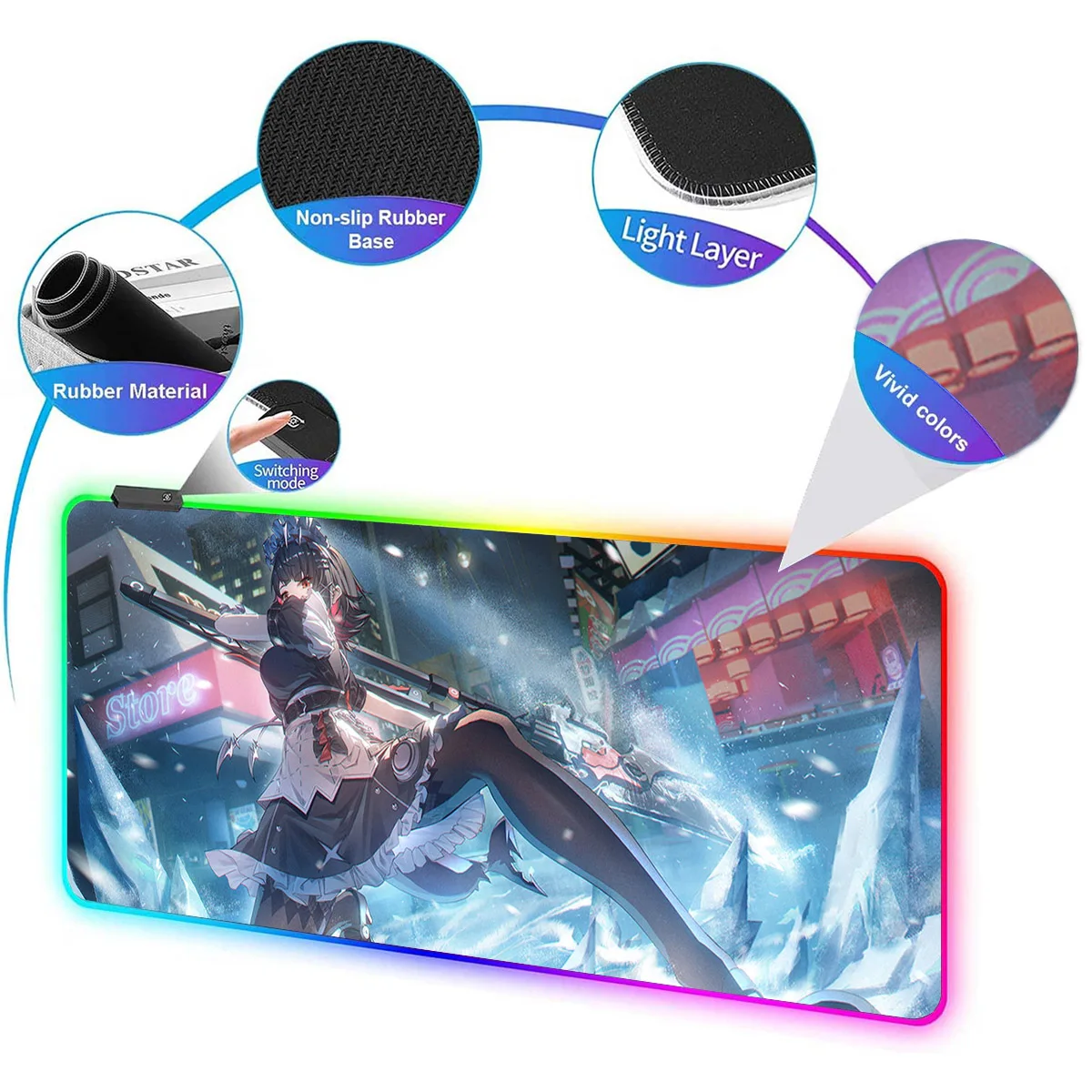 RGB LED Backlit Large Non-slip Mouse Pad Zenless Zone Zero Anime ACG Dec-24 New LED Mouse Pad Table Gaming Mat Desk Play Mat
