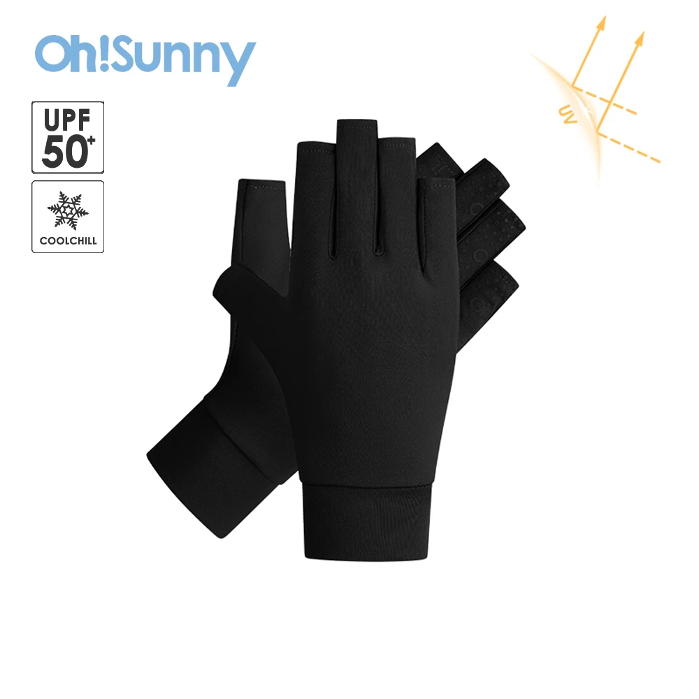 

OhSunny Half Finger Gloves 2024 Sun Protection Breathable Cool Feeling Mittens Anti-UV UPF50+ for Women Outdoor Driving Camping