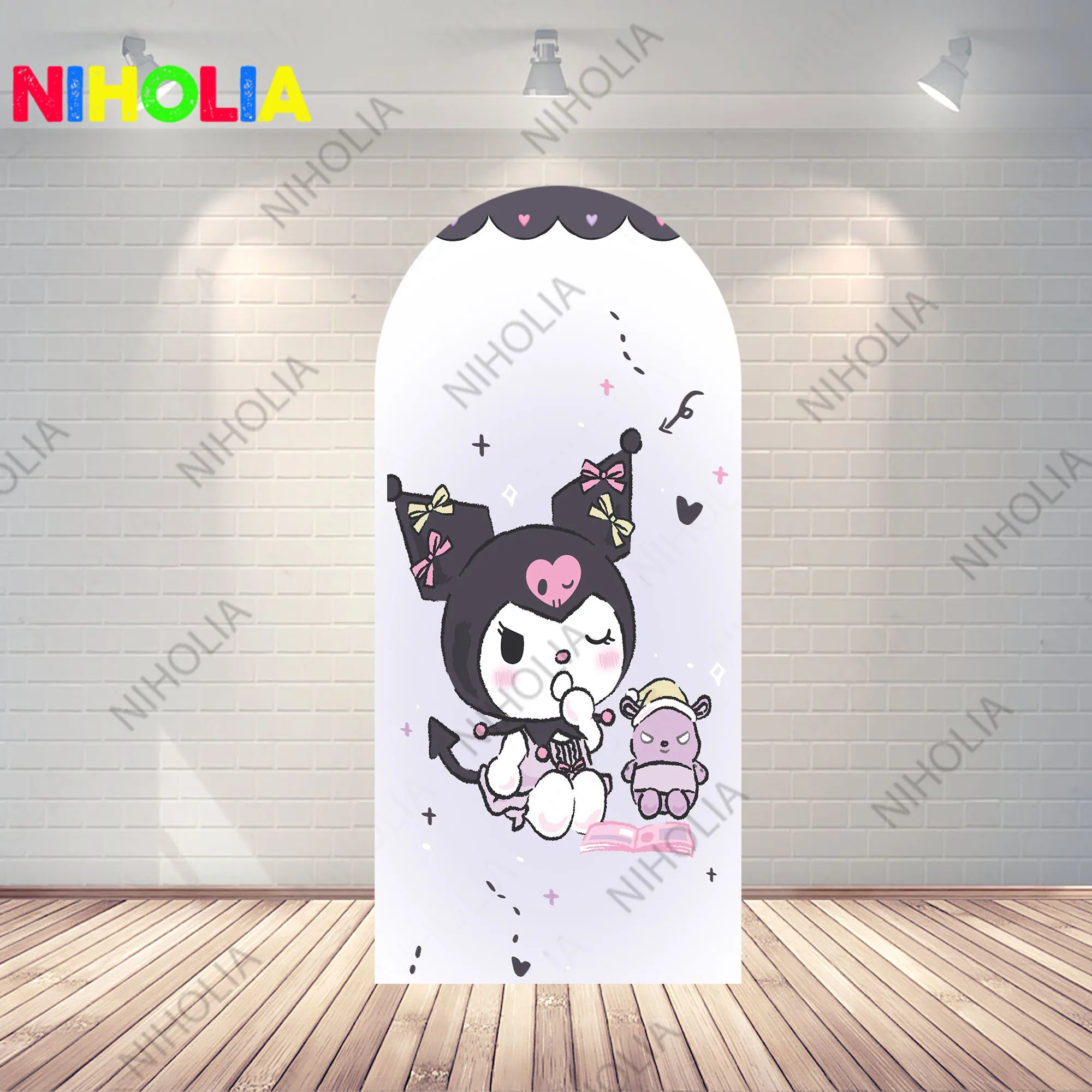 Kuromi Arch Covers Sanrio Photo Backdrop Girls Birthday Party Decoration Background Doubleside Fabric Photography Booth Props