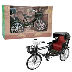 1: 10 alloy retro three wheeled bicycle model,simulation of nostalgic rickshaw toys,original packaging gifts,wholesale