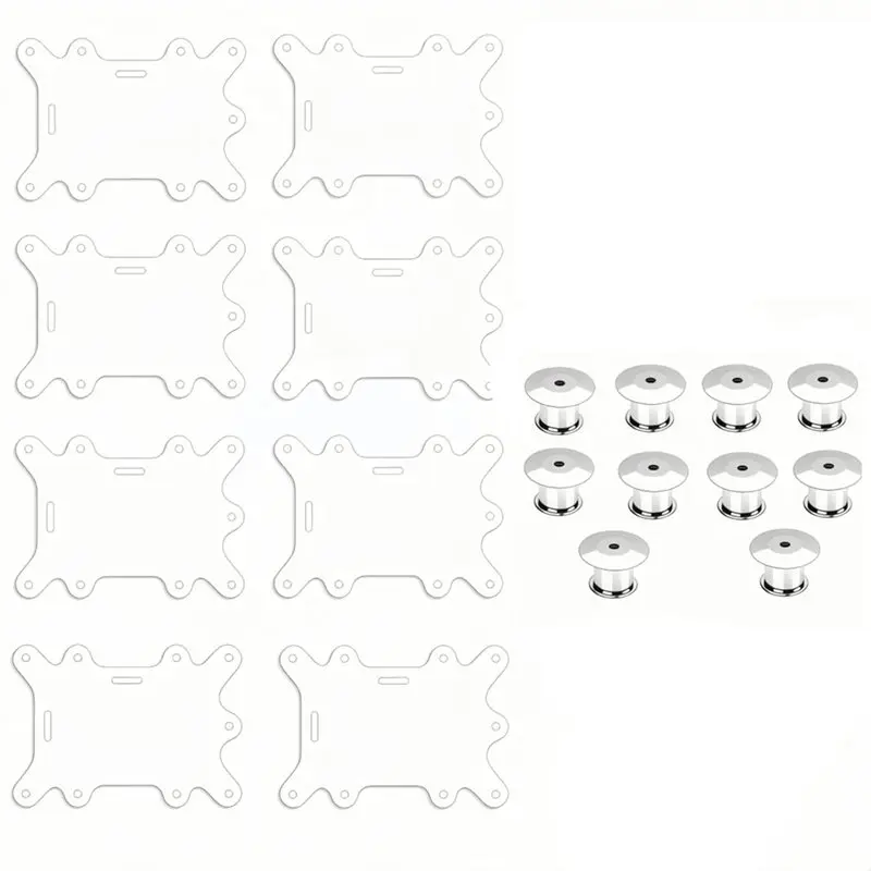 B03B-Badge Buddy Pin Holders(8 PCS)- Includes 10 Locking Backs& 9 Hole Acrylic Display Mounts, Fits Horizontal/Vertical ID Cards