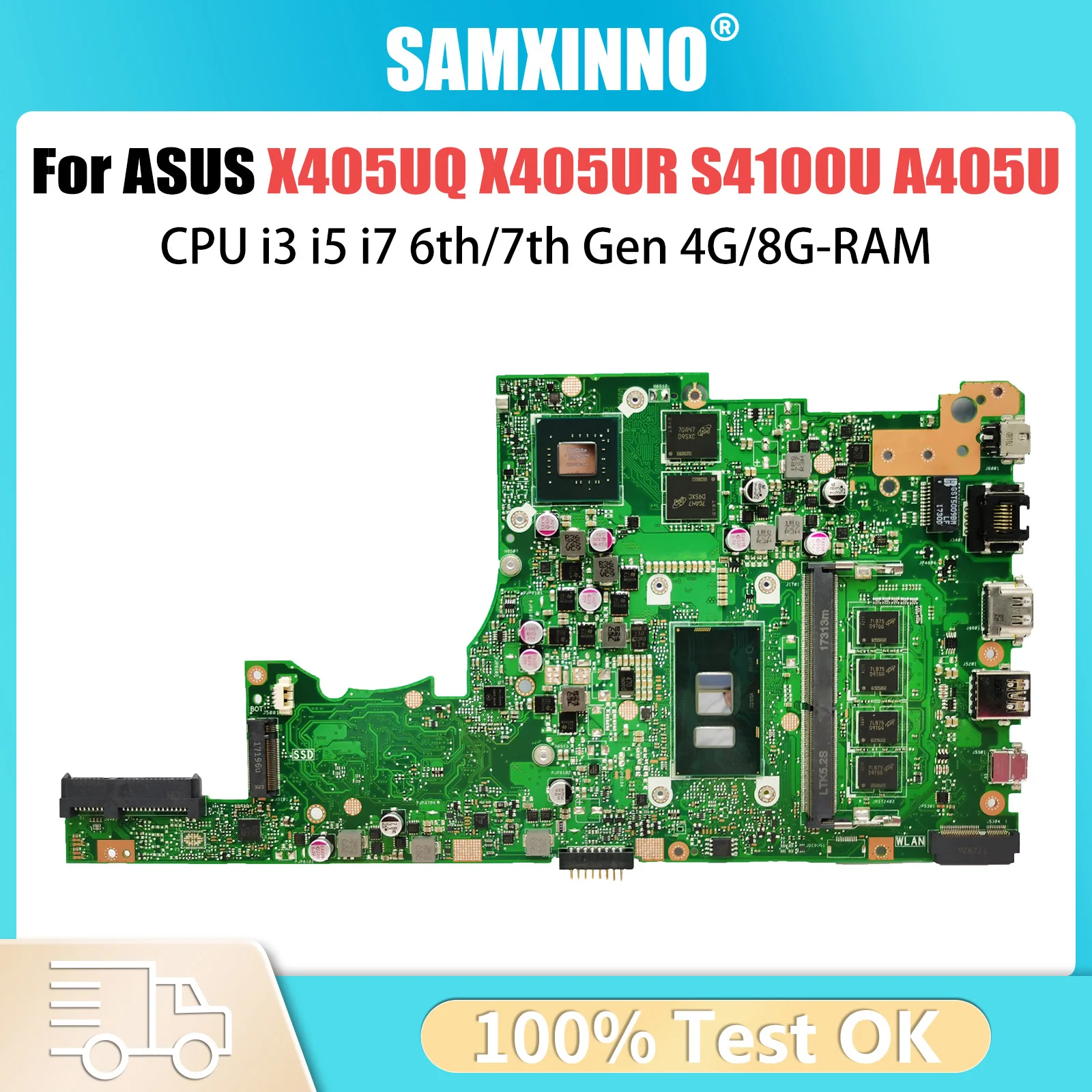 X405UQ For ASUS X405UR S4100U X405UA V405U A405U S405U K405U F405U Laptop Motherboard CPU i3 i5 i7 6th/7th Gen 4G/8G-RAM