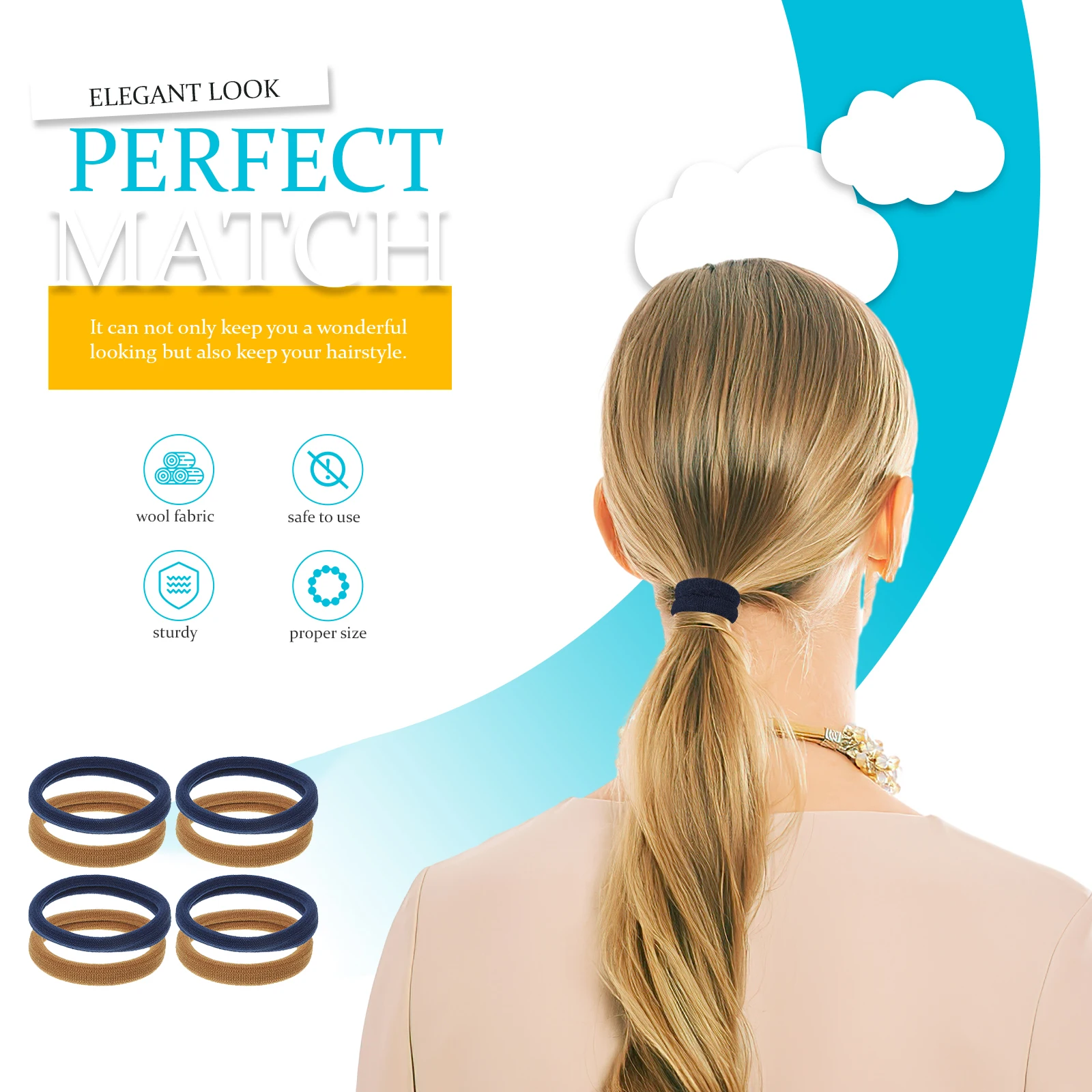 

20pcs Wool Hair Ties Colorful Elastic Ponytail Holders for Thick Curly Straight Hair Party Favors Women Girls Cute Accessories