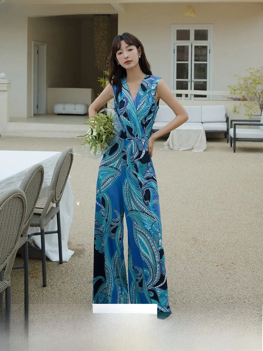 

Модные универсальные летние брюки-комбинезон с высокой талией, широкими штанинами и драпировкой, с эффектом юбки, для женщин