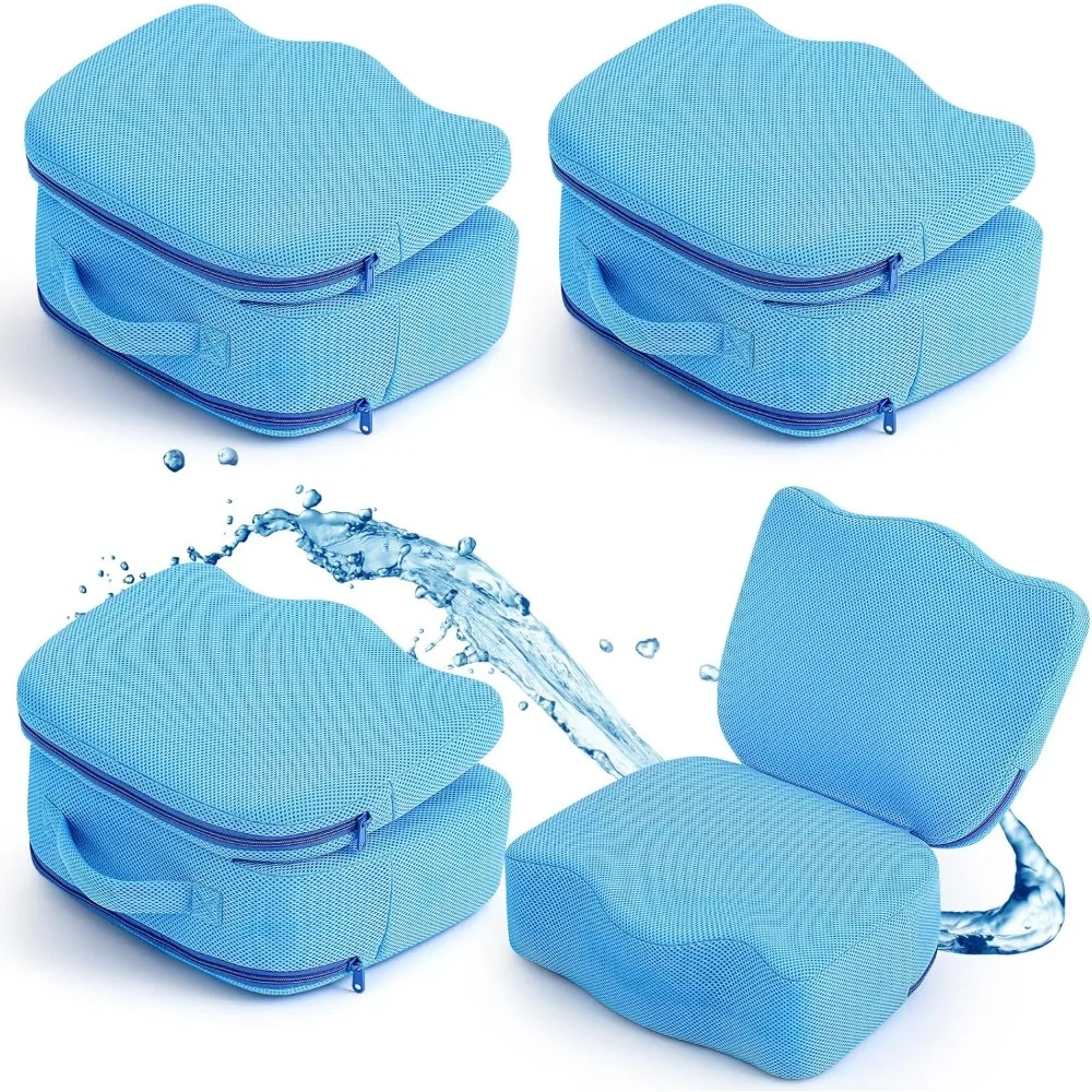 

4 Pcs Foldable Hot Tub Booster Seat, Inflatable Adjustable 2 Heights Extra Thick Hot Tub Pillow Bath Seat with Back Support